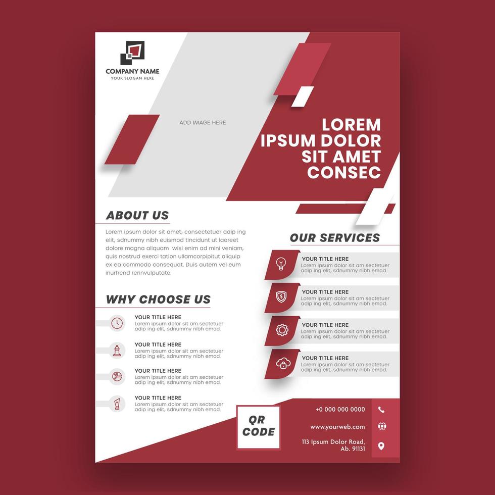 Red and White Color Layout Business Brochure, Template or Flyer Design. vector