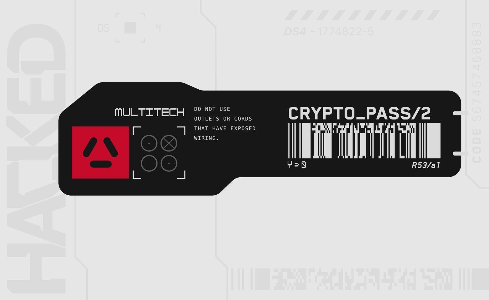 Cyberpunk decal. Vector sticker, label in futuristic style. Sci fi signs, inscriptions and symbols.