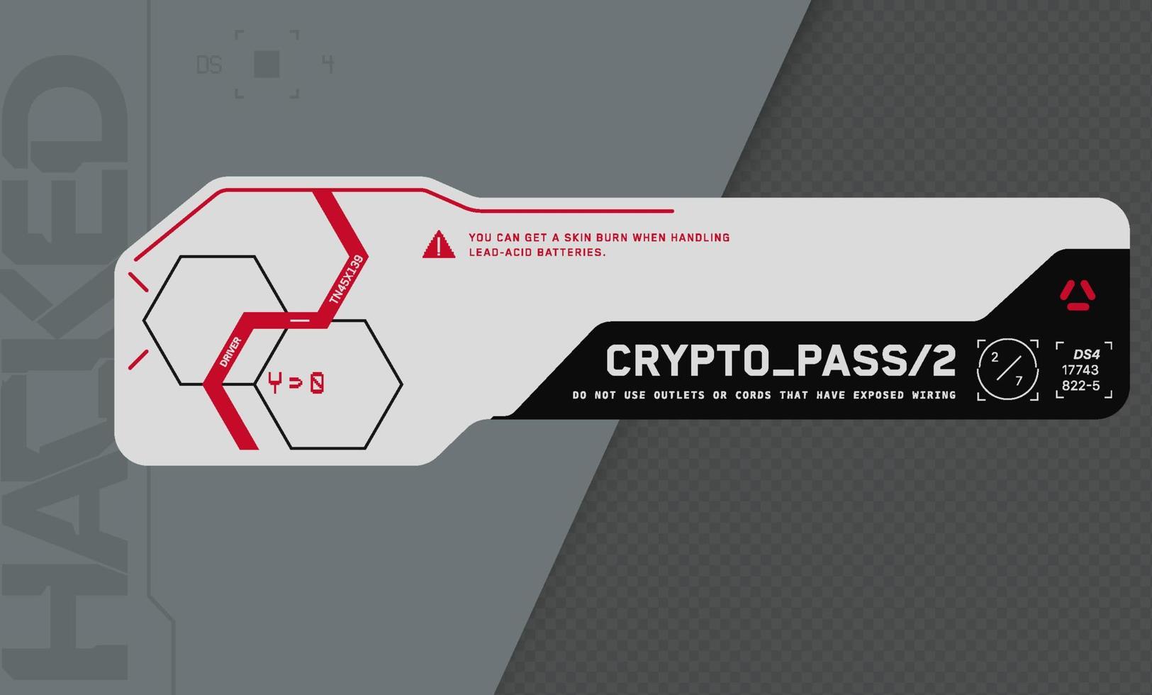 Cyberpunk decal. Vector sticker, label in futuristic style. Sci fi signs, inscriptions and symbols.