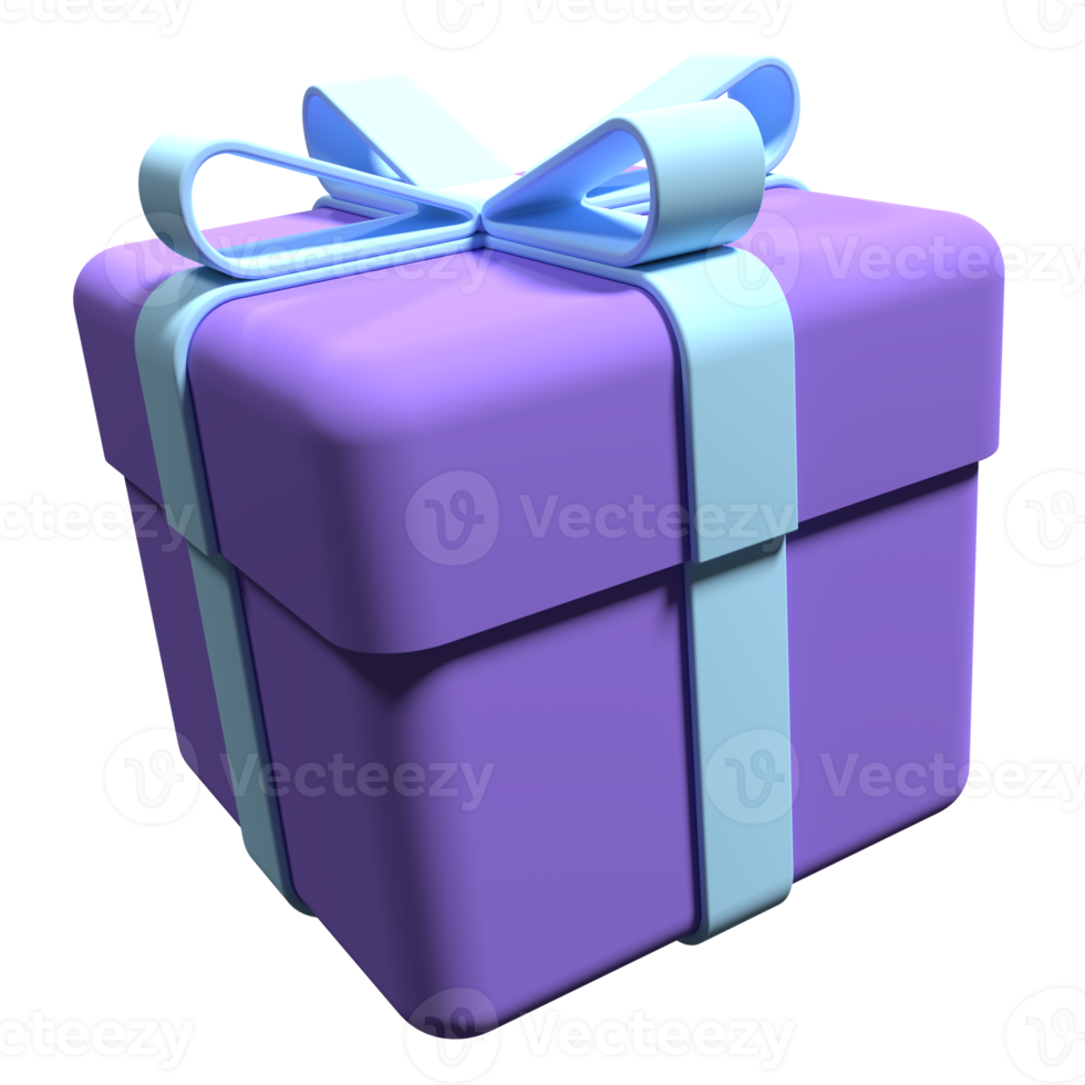 Geschenk Box mit Band isoliert auf transparent Hintergrund. Geburtstag Geschenk mit Liebe. Konzept von abstrakt Urlaub. 3d Rendern Illustration png