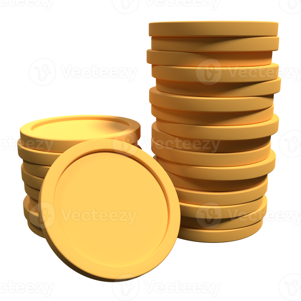 3D gold coins. Business investment. Growth calculate finance saving concept. Money growth gold coins. 3d rendering illustration png