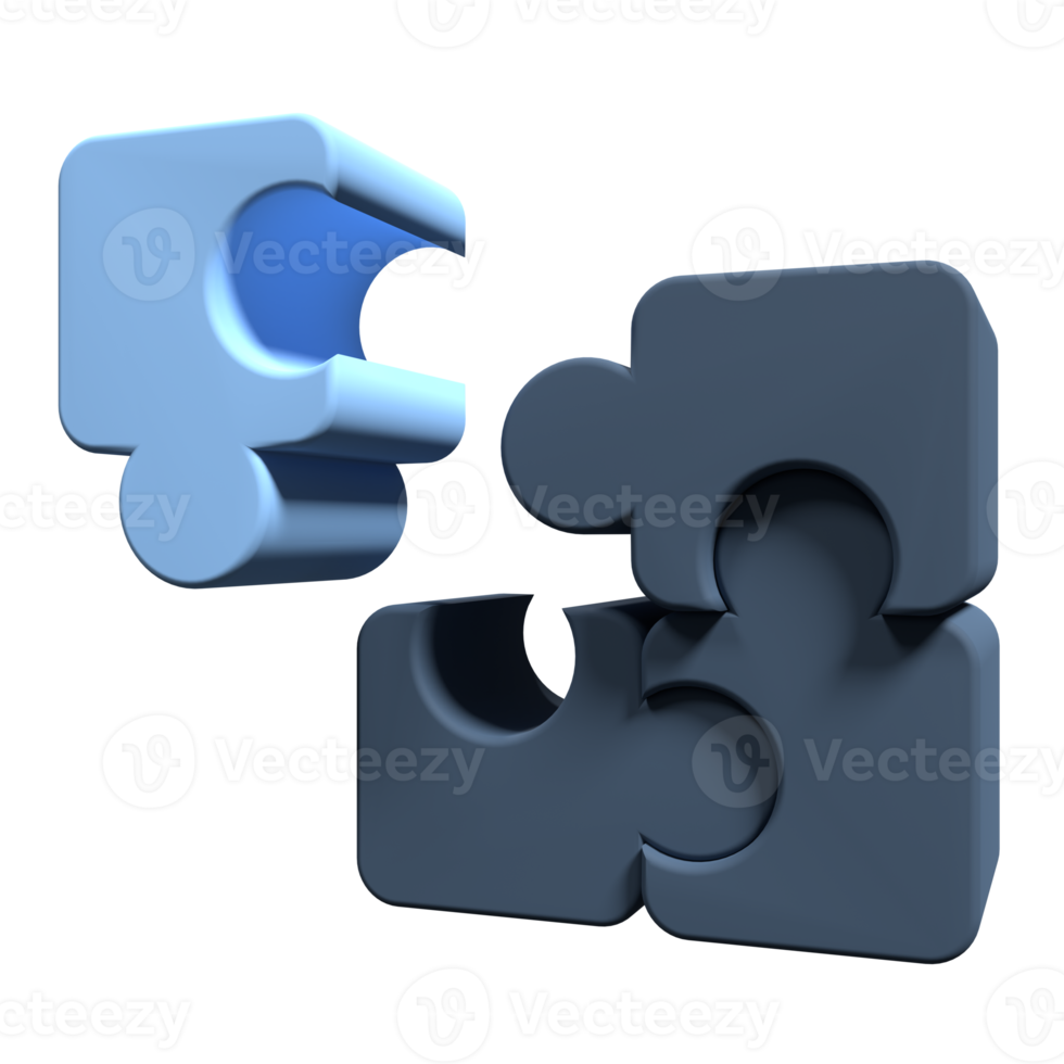 3d decoupeerzaag puzzel stukken Aan transparant achtergrond. Verenigde vier puzzels. symbool van teamwerk. bedrijf concept. 3d geven illustratie png