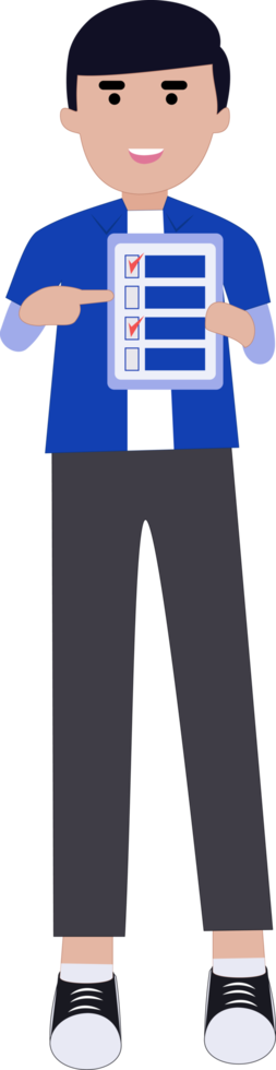 illustration man displays a check list png