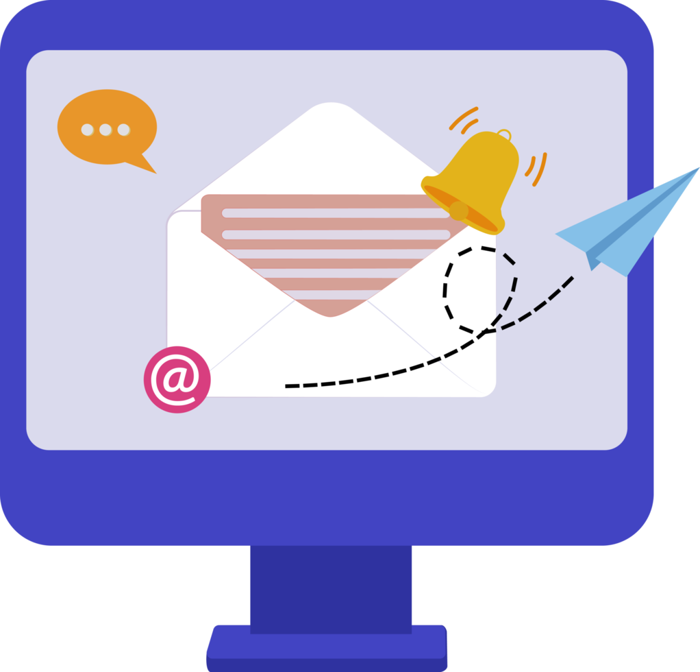 icon send email with desktop computer illustration png