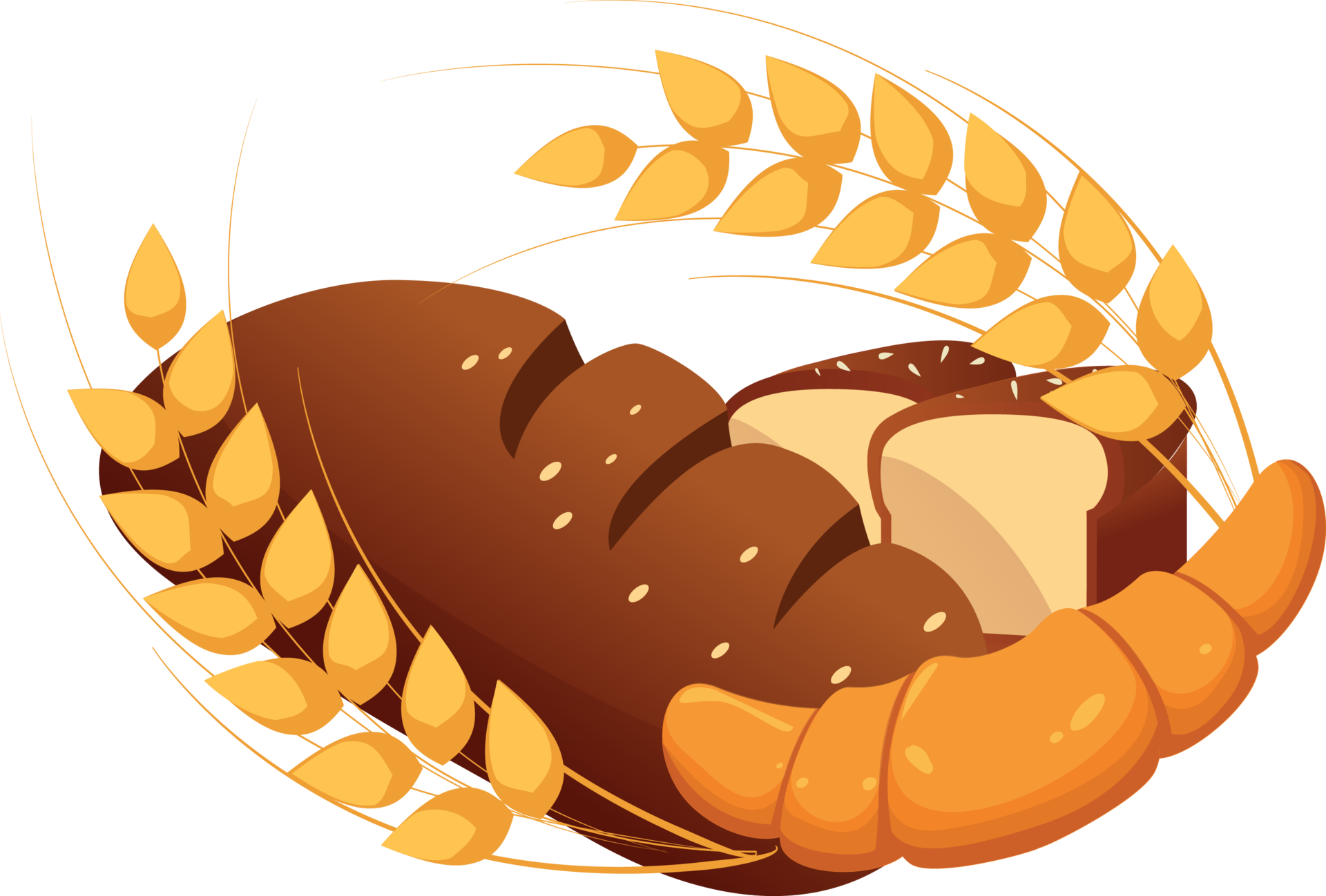 bread and wheat icon. wheat food symbol on transparent background