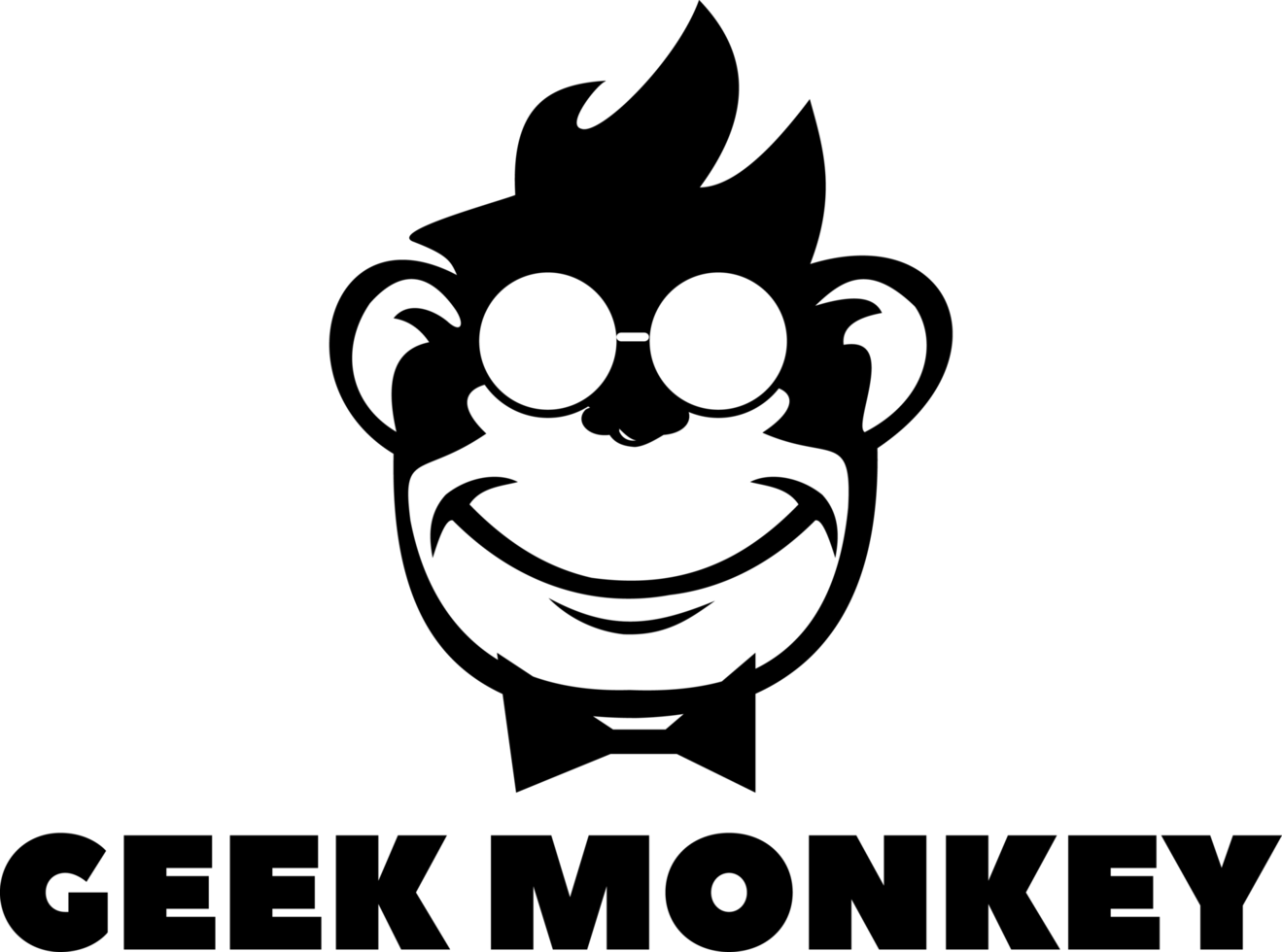 geeky monkey sticker wearing glasses and smiling big. geeky monkey wearing glasses icon on transparent background png