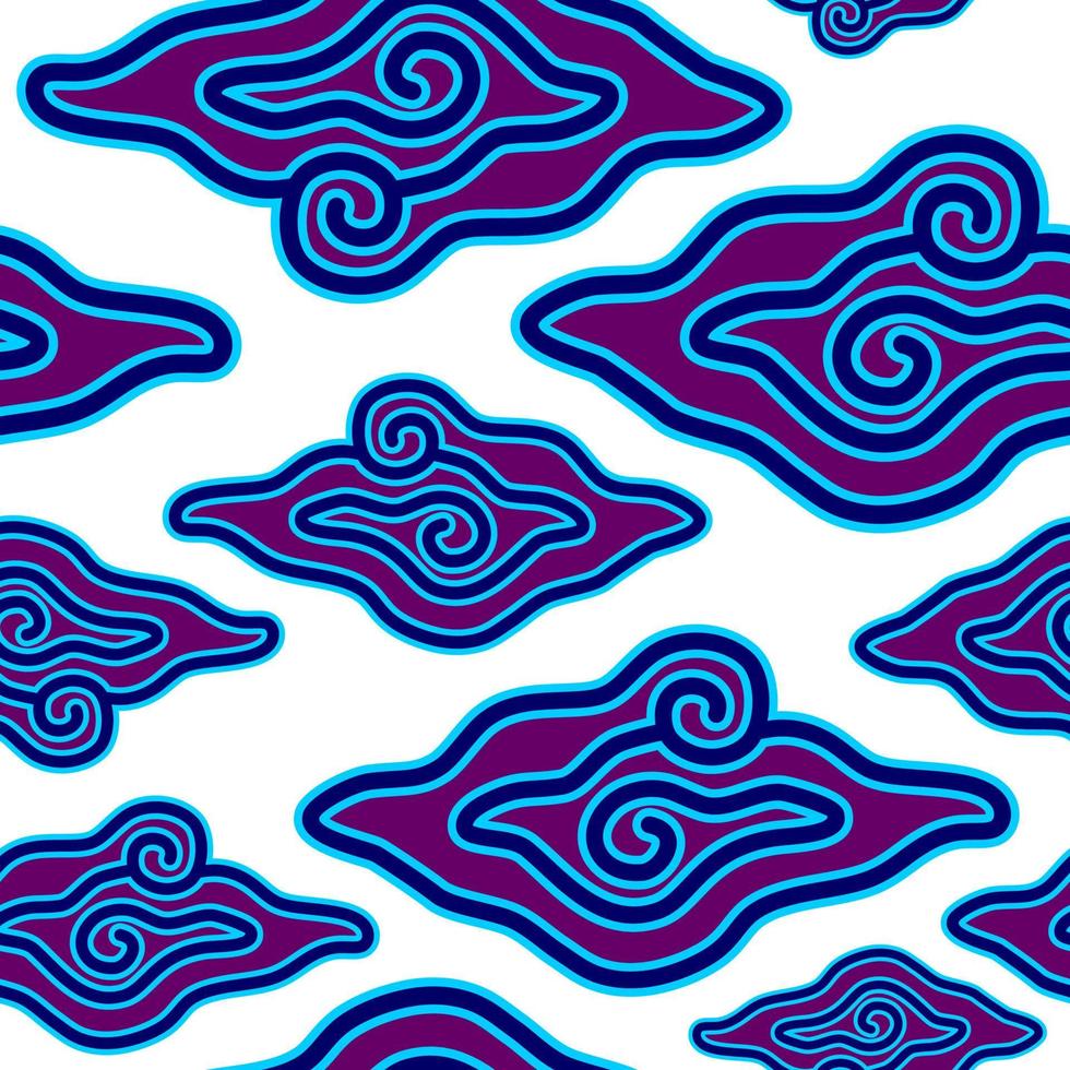 Seamless batik pattern nemd Mega Mendung, originally from Cirebon Indonesia. Doodle style. Batik Indonesia. vector