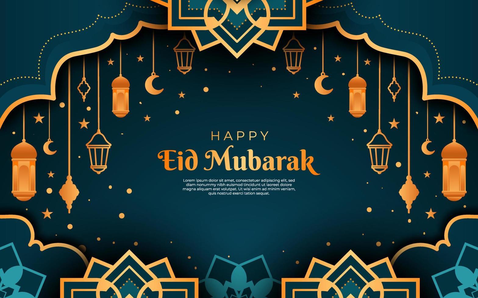 Happy Eid Mubarak Gold Realistic Background vector