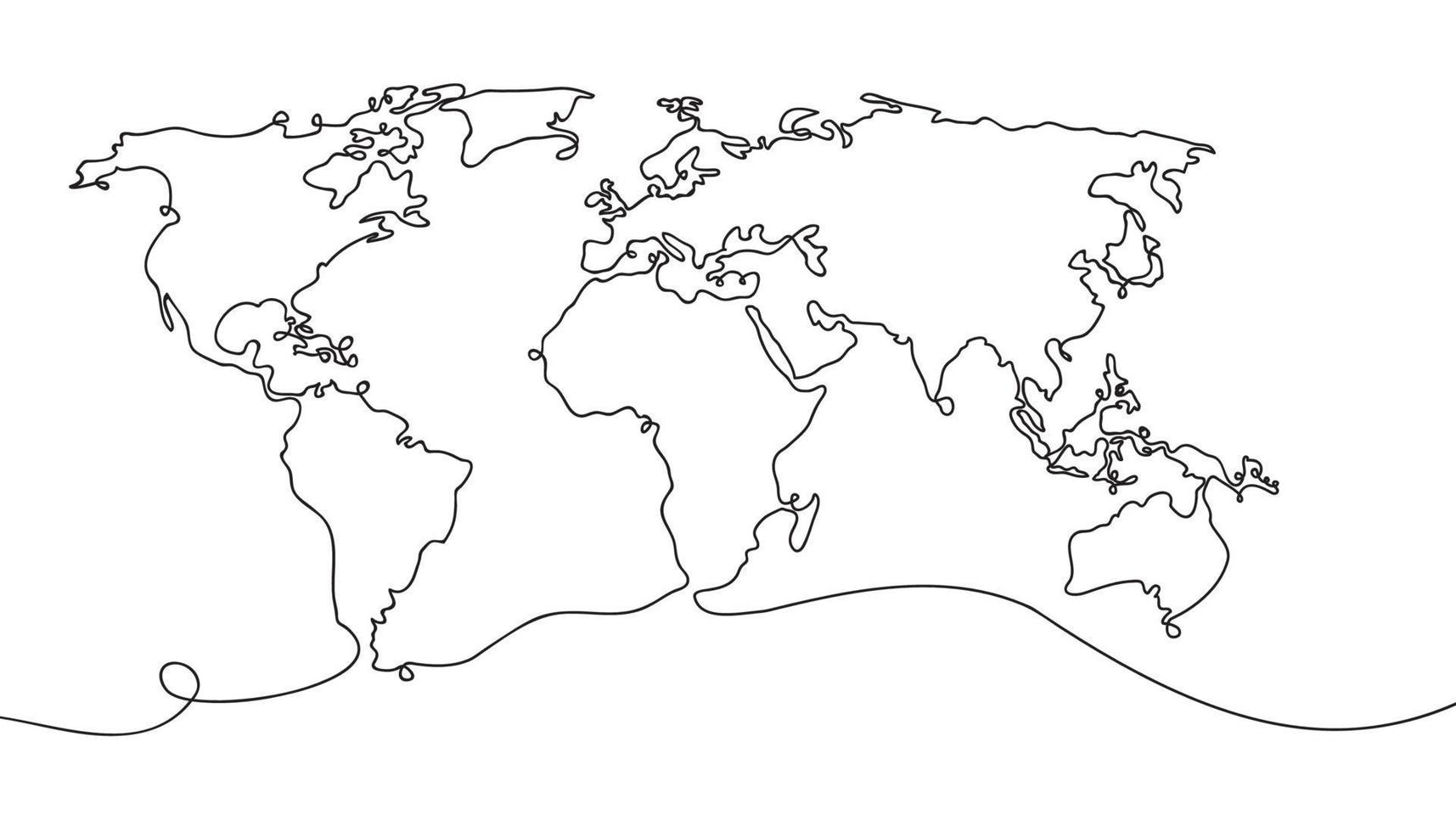 Simplified Single Line Vector of The World Map Abstract