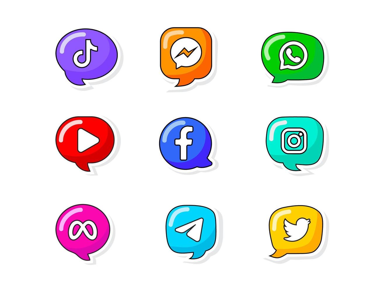 Social Media Sticker Logo Collection vector