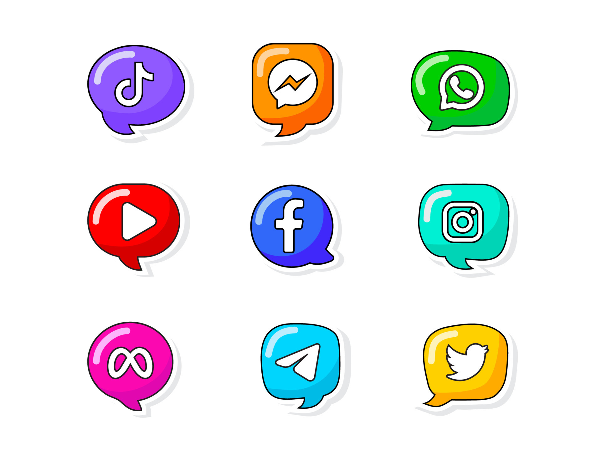 Social Media Sticker Logo Collection 20716509 Vector Art at Vecteezy