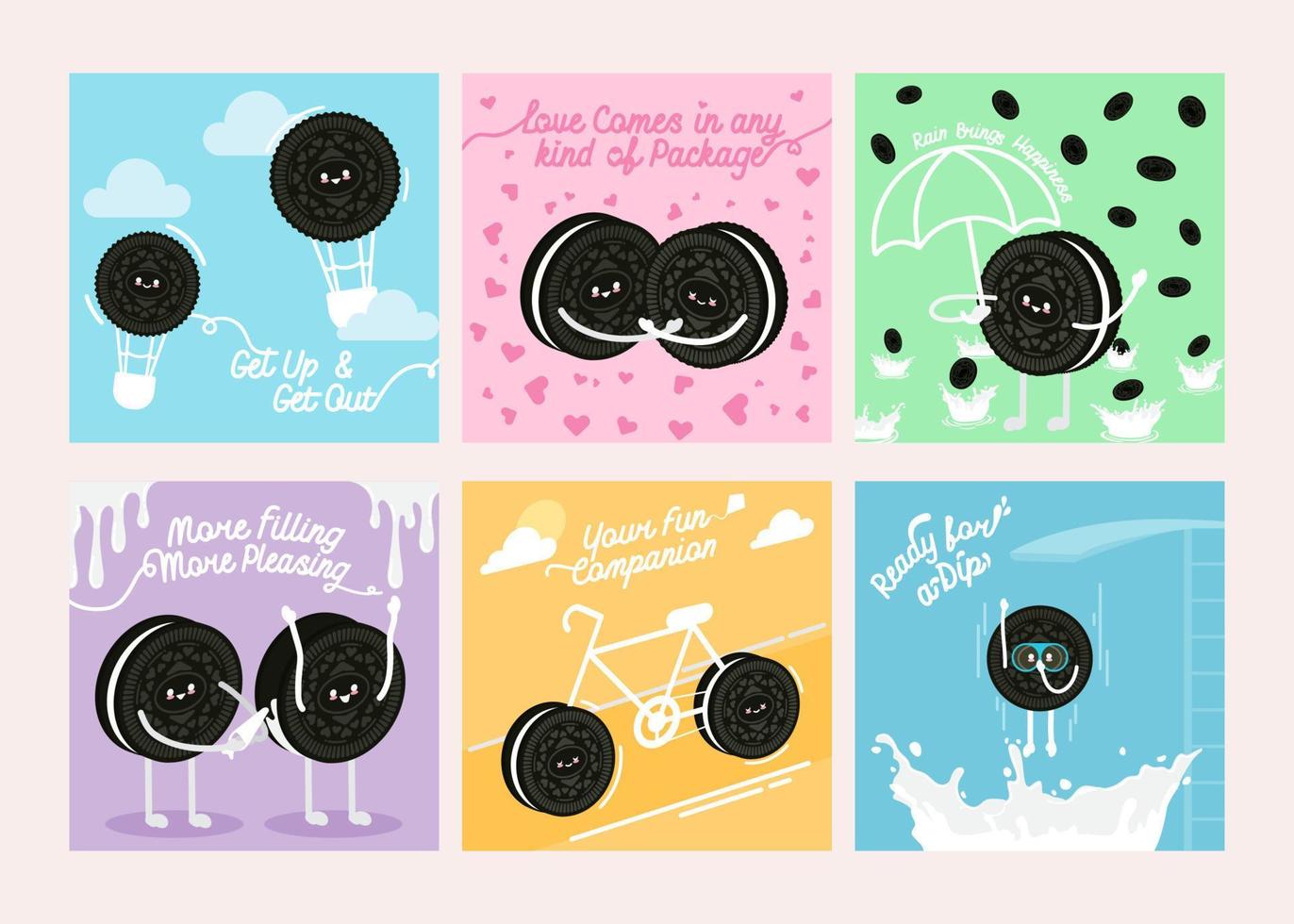 Cute Cookies Character for Social Media Template vector