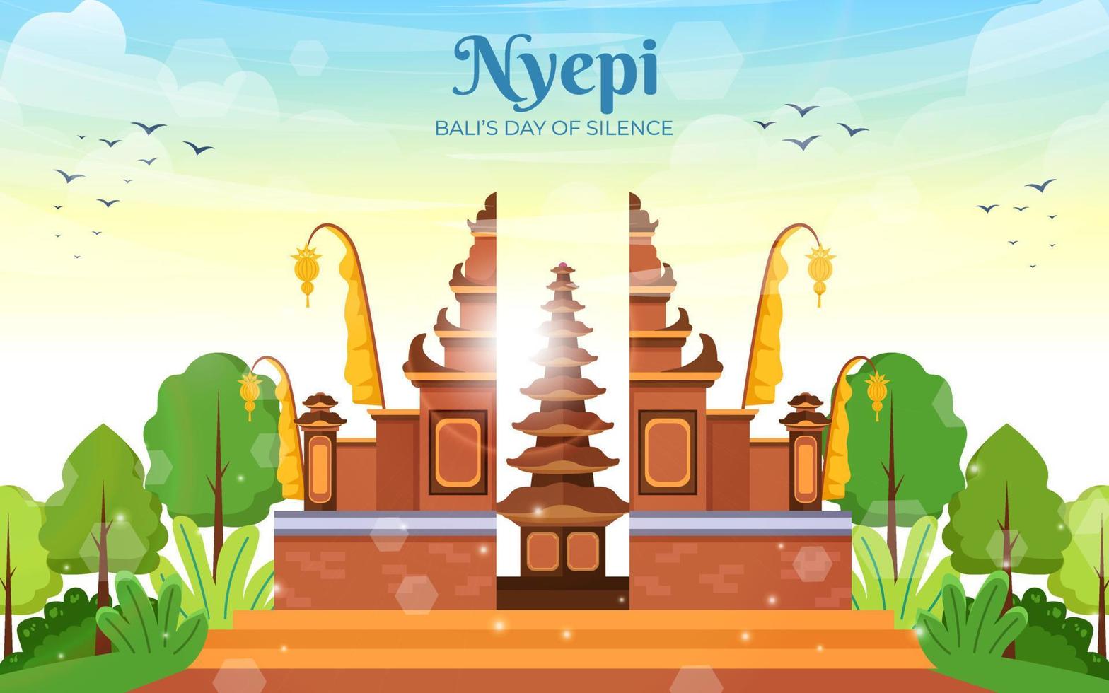 Nyepi Day Landscape Background vector