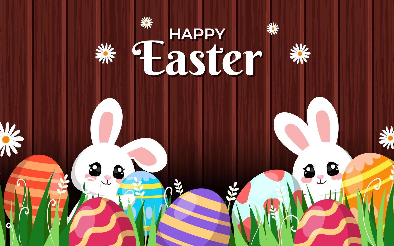 Happy Easter with Rabbit Background vector