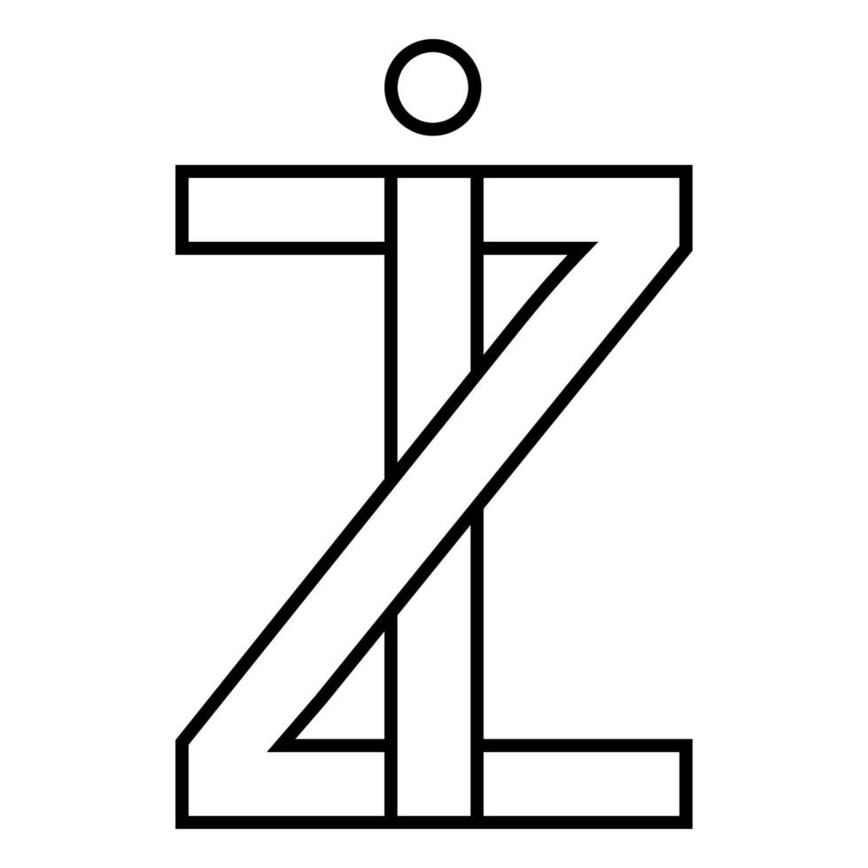 logo firmar iz zi icono nft entrelazado letras yo z vector