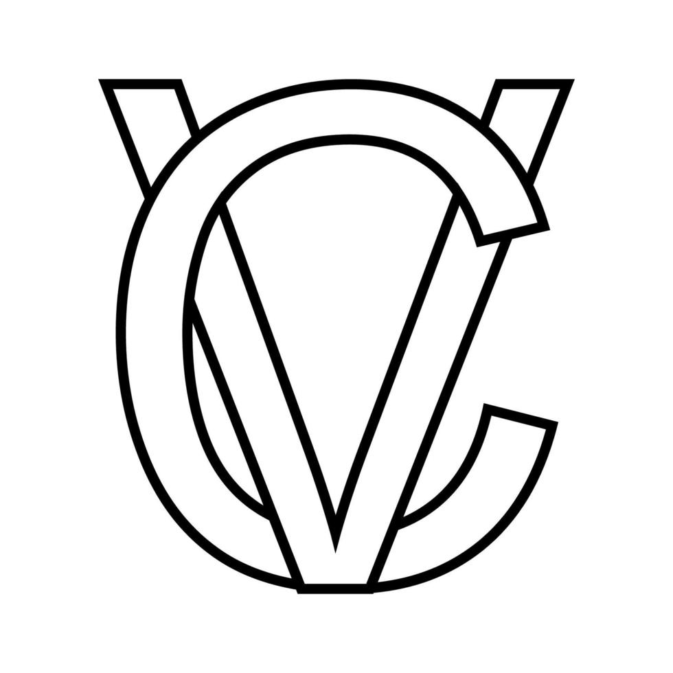 Logo sign vc cv, icon sign interlaced letters c v vector
