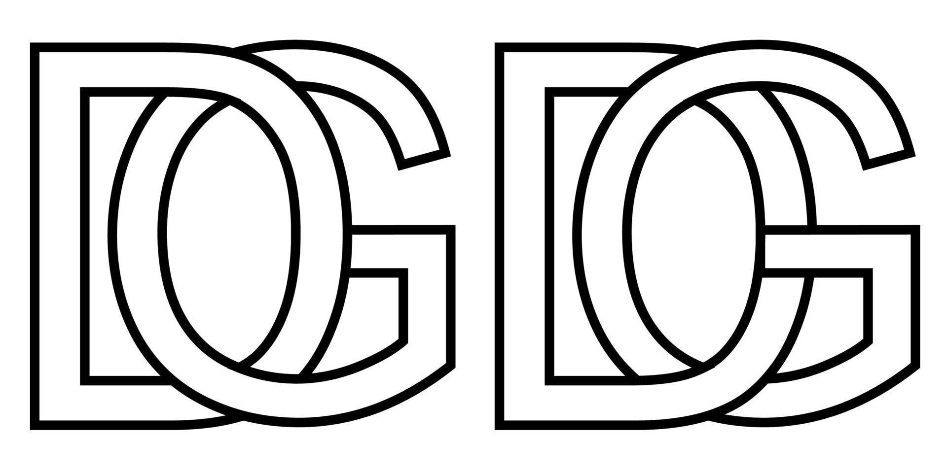 Logo gd  dg icon sign two interlaced letters G D, vector logo gd dg first capital letters pattern alphabet g d