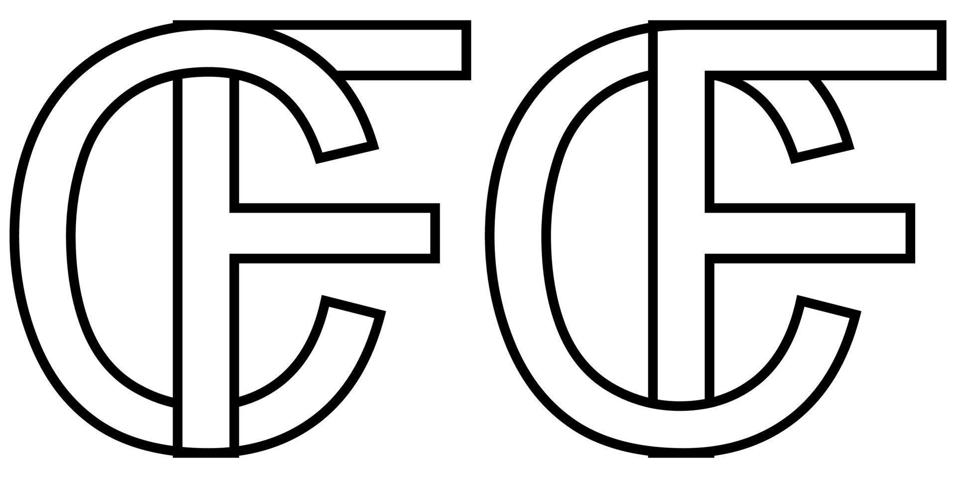 logo firmar fc cf icono firmar dos entrelazado letras F, C vector logo f.c., cf primero capital letras modelo alfabeto F, C