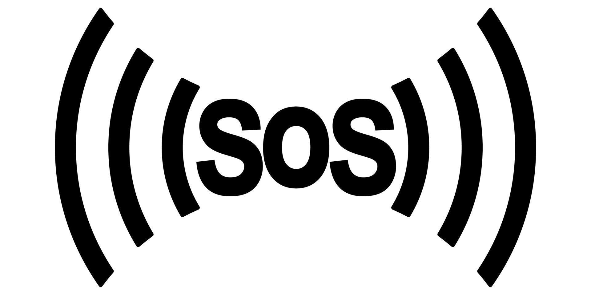 SOS icon international distress signal, vector symbol of distress and requests help, SOS save from death