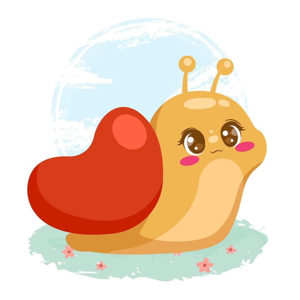 Cute snail kawaii animal cartoon vector