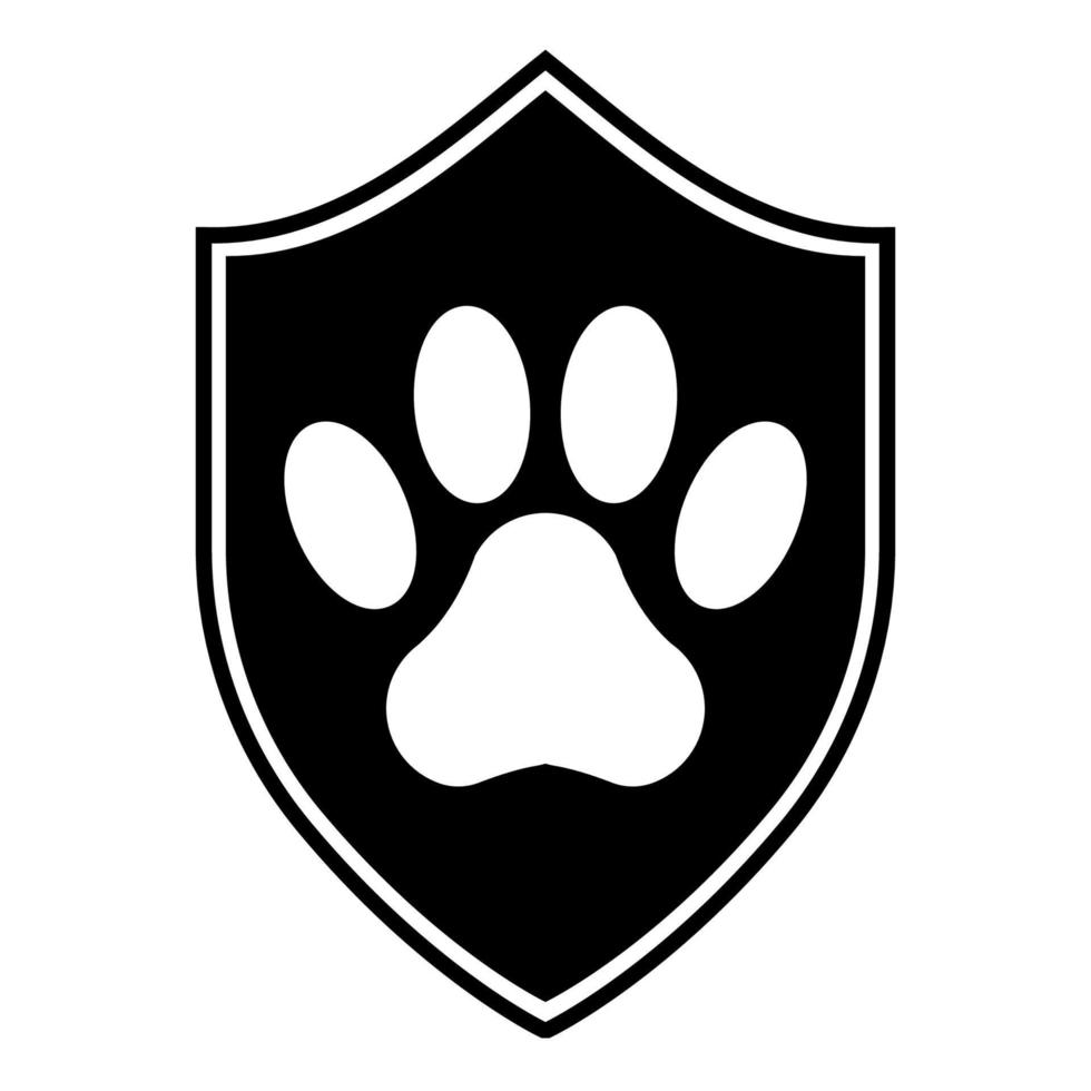 Animal protection logo shild sewn with animal paw print vector