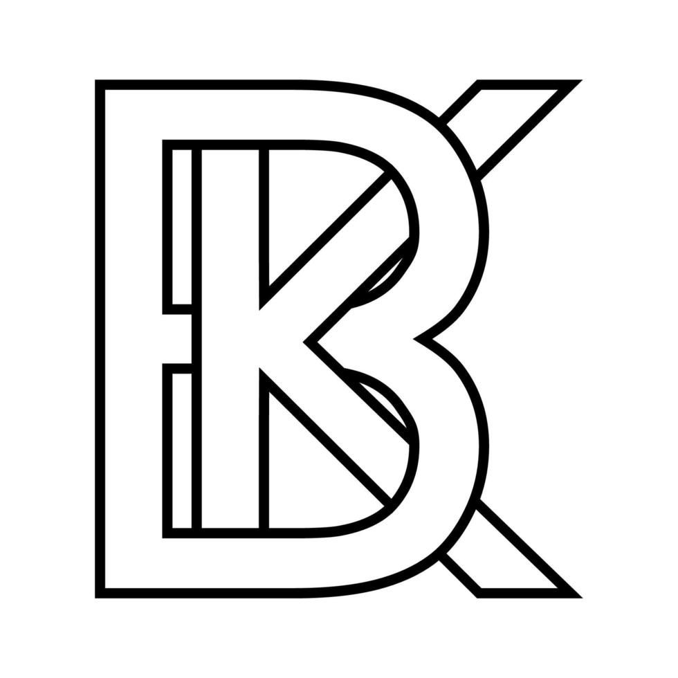 Logo sign bk, kb icon sign two interlaced letters b k vector logo bk, kb first capital letters pattern alphabet b, k
