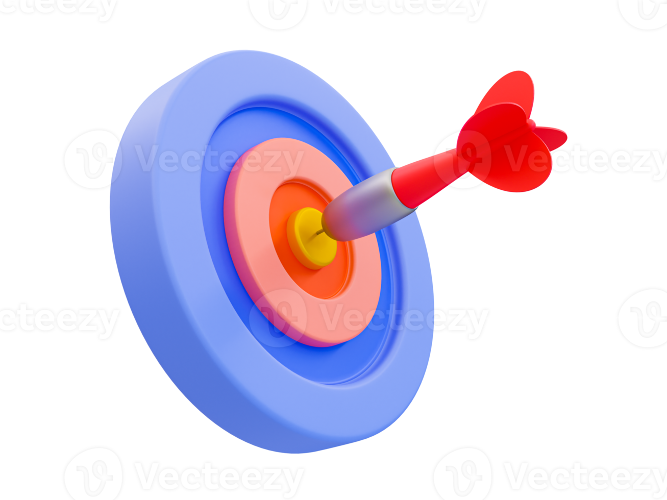 3d minimal financial target goal concept. strategy achievement. achieved the goal. The next aspiration. wealth planning strategy concept. Dart hit at the target at the dartboard. 3d illustration. png