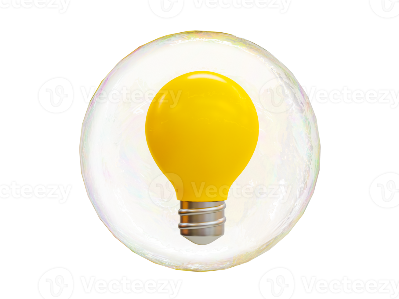 3d minimaal licht lamp. creativiteit, verbeelding, intelligentie, aan het leren, en innovatie. krijgen een nieuw idee concept. een licht lamp in een bubbel. 3d illustratie. png