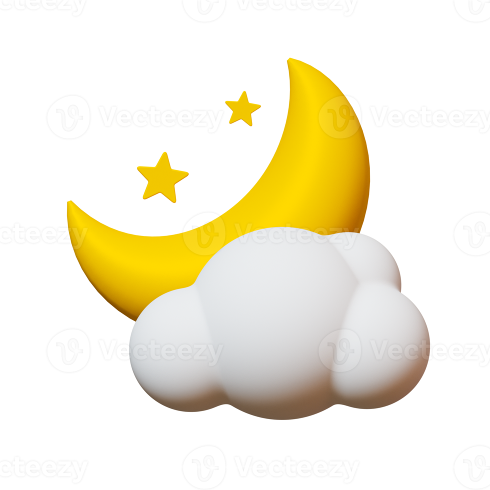 3d minimal Weather forecast concept. Partly cloudy at night weather icon. 3d illustration. png