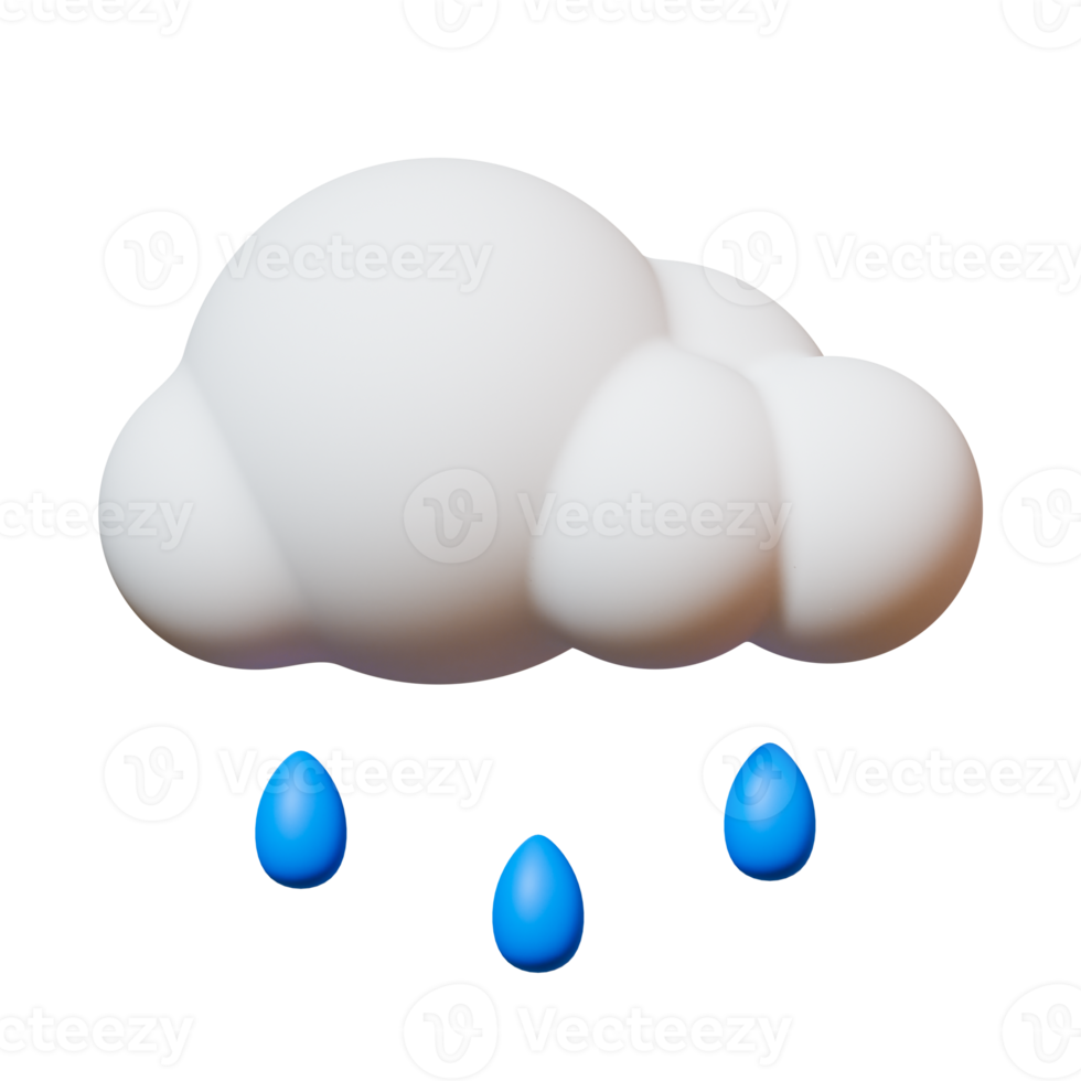 3d mínimo clima previsão conceito. chuva clima ícone. 3d ilustração. png