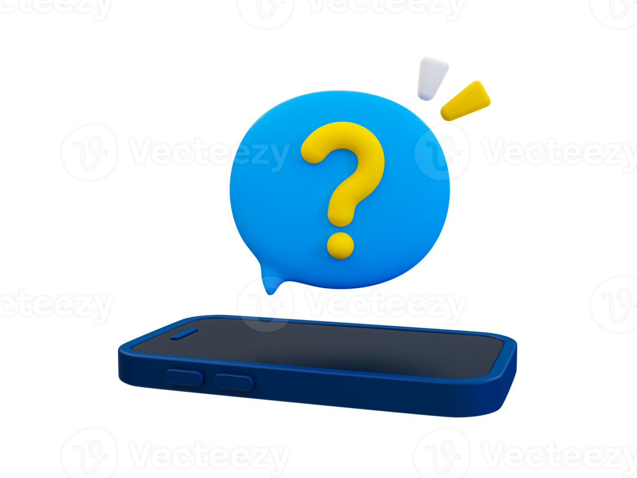 3d minimal questioning concept. problem-solving concept. finding an answer. searching for answers. smartphone with question mark icons. 3d illustration. png