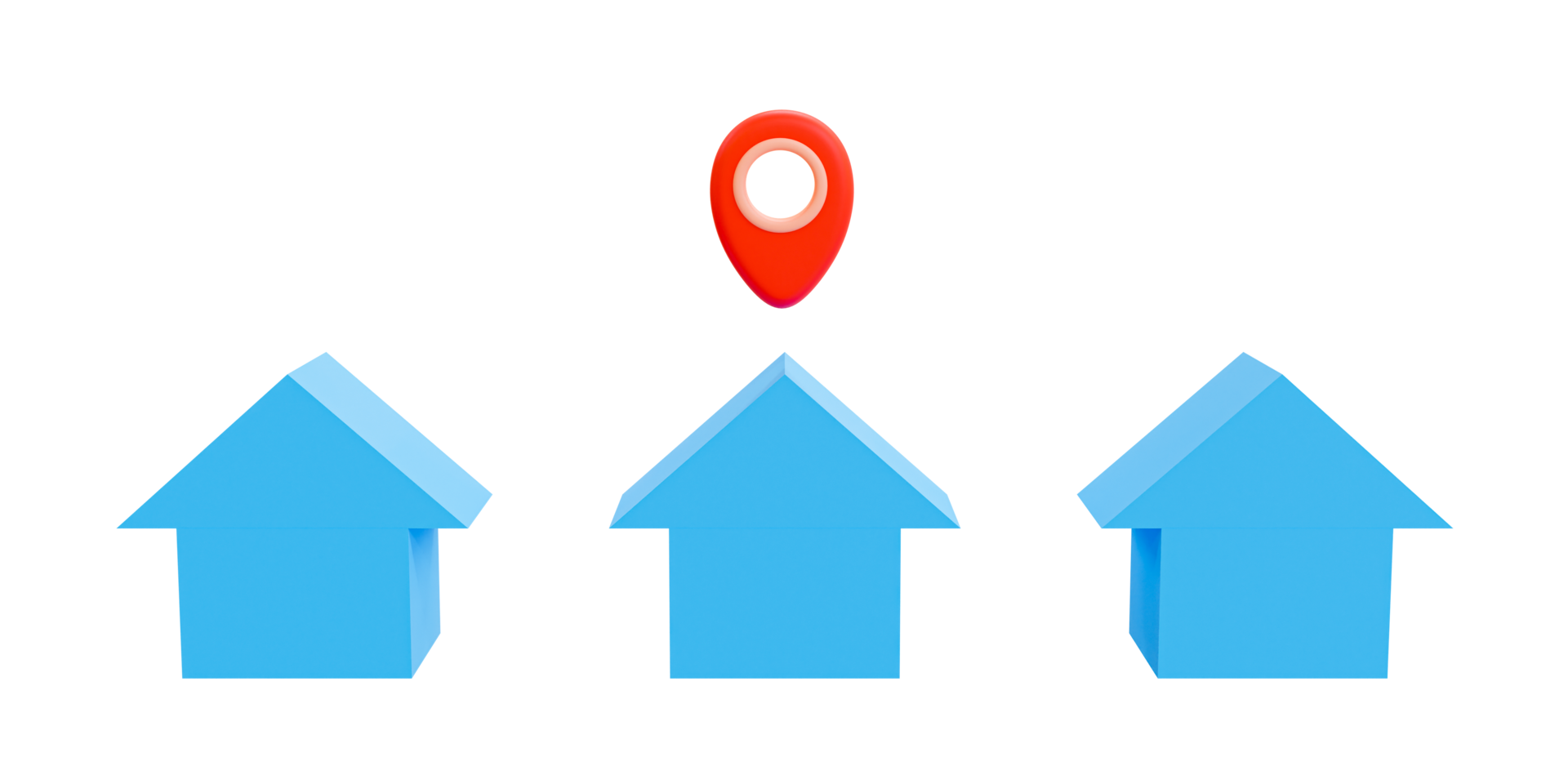 3d minimo prodotti consegna. pacchi trasporto. merce distribuzione. posizione marchio per merce logistica processi. semplice Casa forme con Posizione icona. 3d interpretazione illustrazione. png