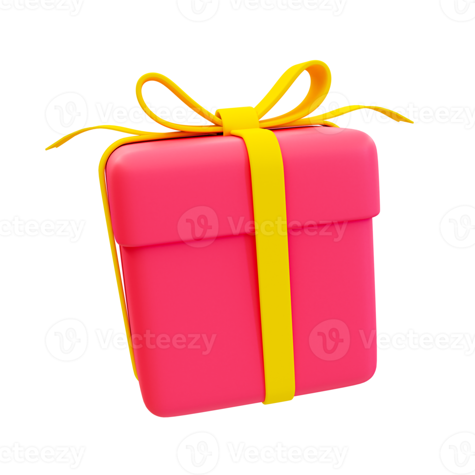 3d minimal red gift box. gift box for special event. 3d rendering illustration. png