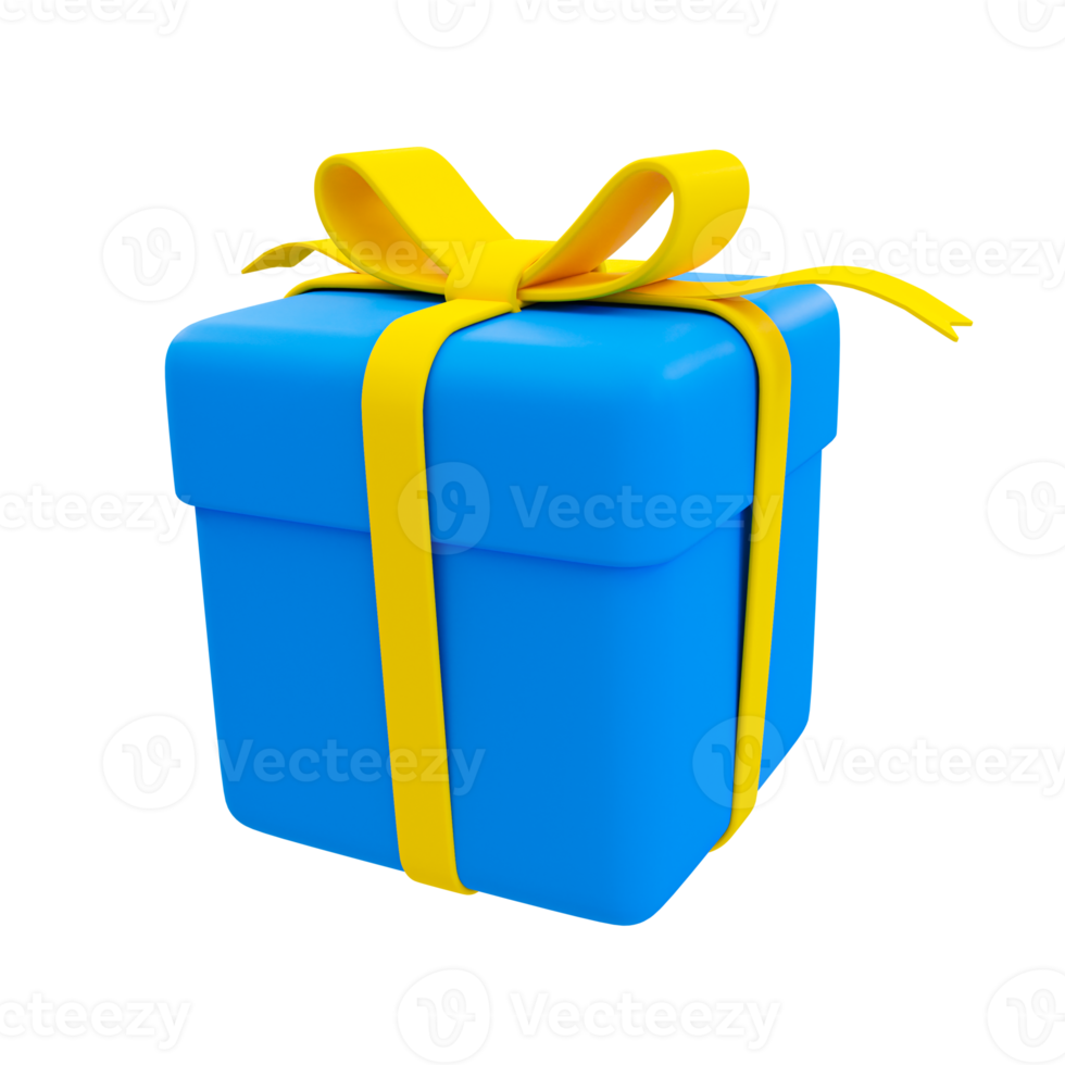 3d minimal blue gift box. gift box for special event. 3d rendering illustration. png