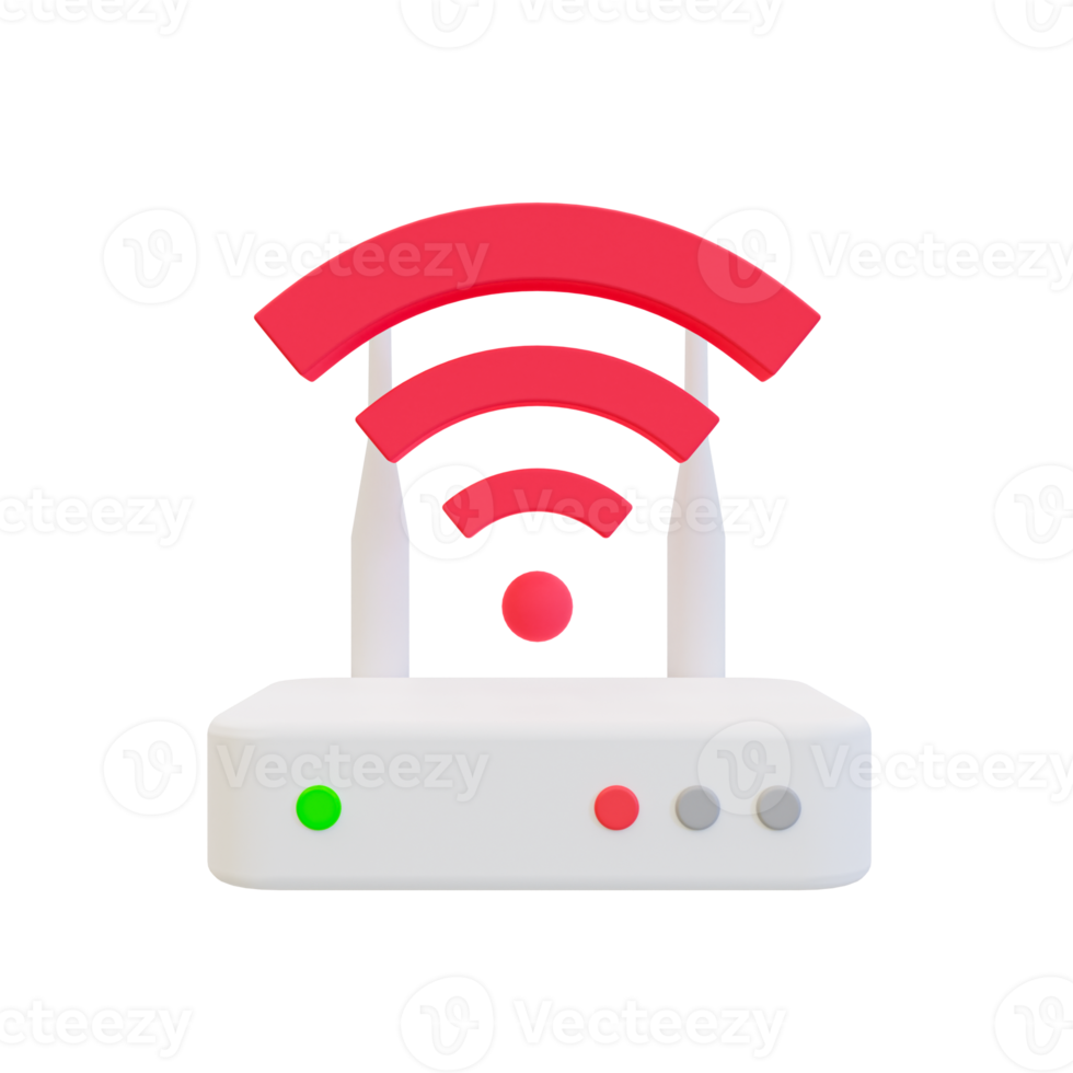 3d mínimo rede sinal. Wi-fi sinal tethering. roteador com uma sinal ícone. 3d ilustração. png