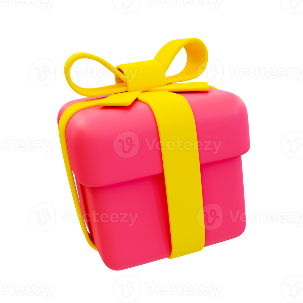 3d minimal red gift box. gift box for special event. 3d rendering illustration. png