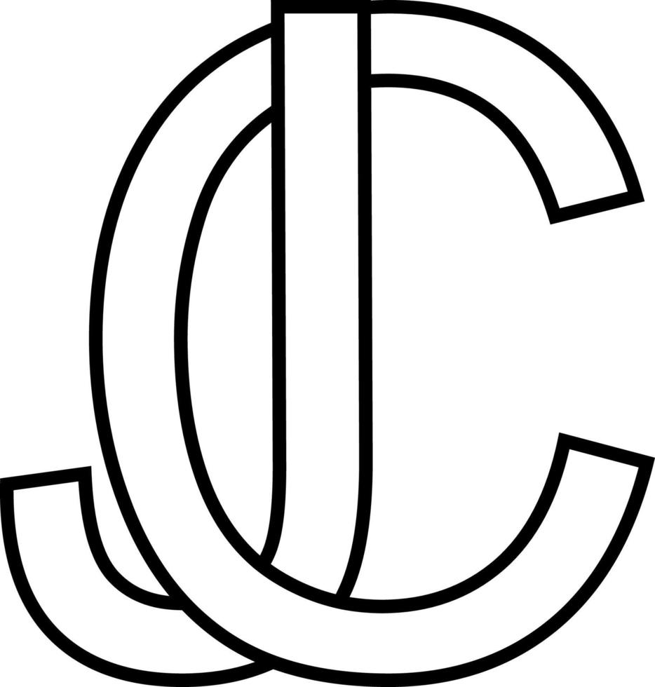Logo sign jc and cj icon sign two letters J, C vector