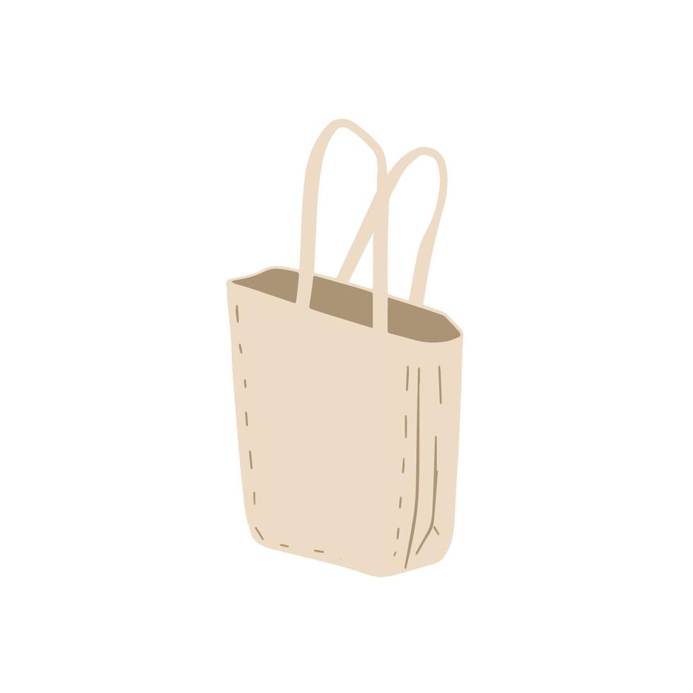Canvas Tote bag. Cloth eco shopper. Flat cartoon illustration. Reusable Bag for Groceries vector