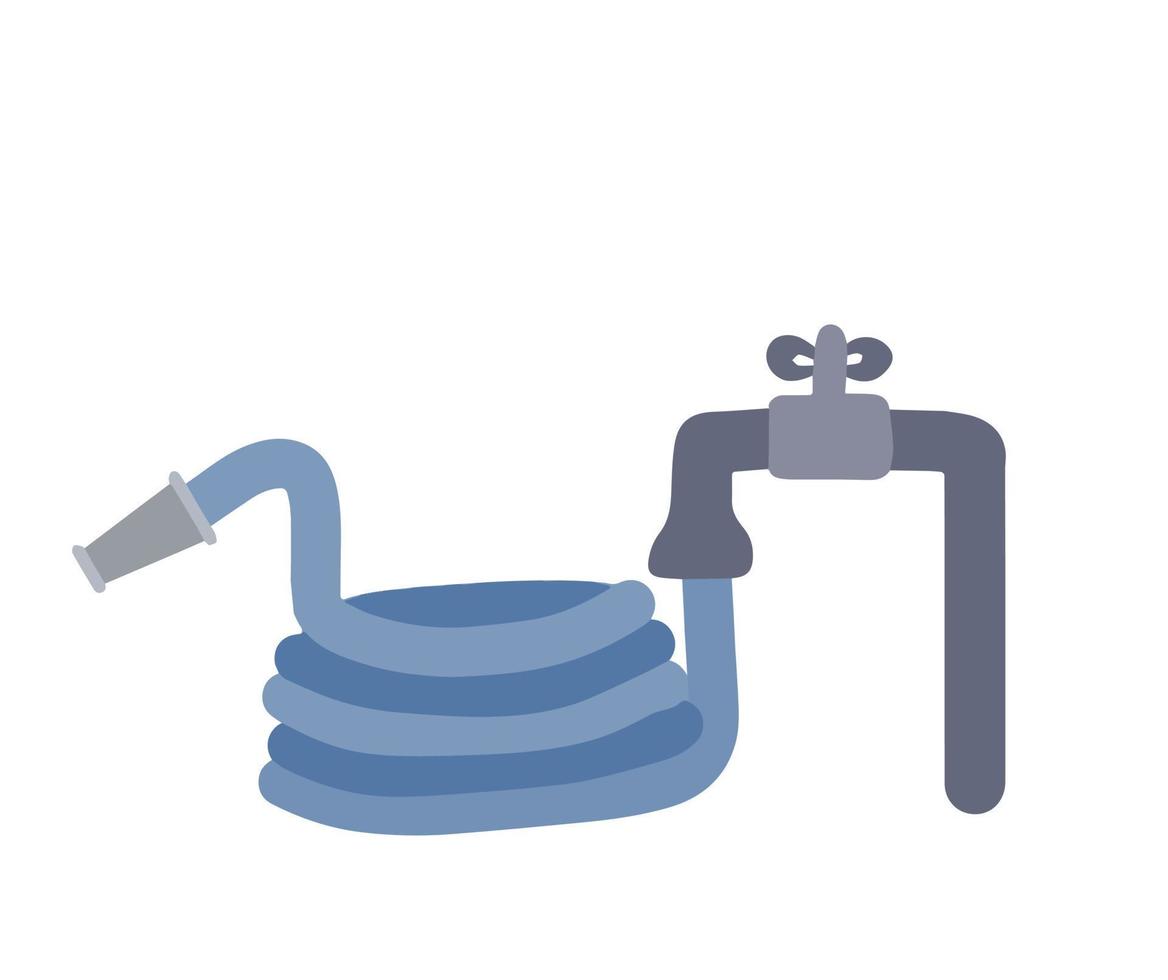 Garden hose. Connection to water supply. Lawn and garden irrigation. Outline cartoon vector