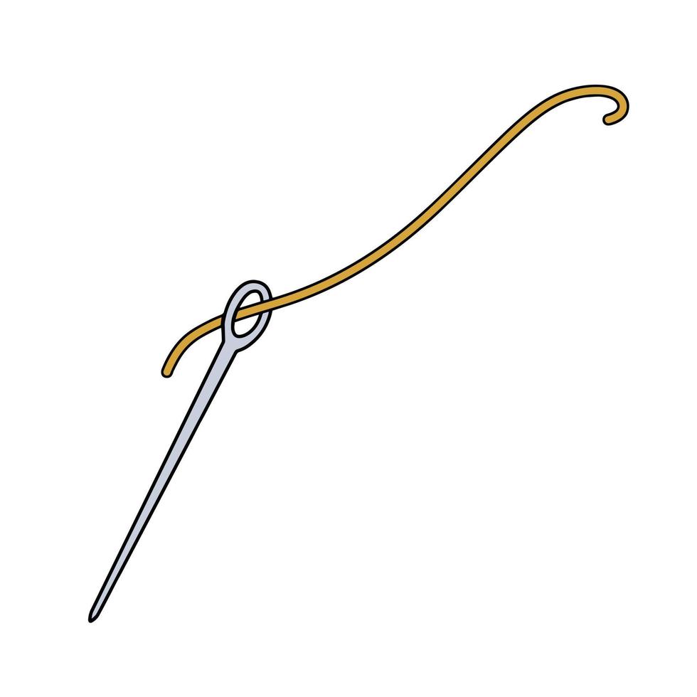 Thread with needle. Sewing and knitting. Hobbies and needlework. Flat illustration isolated on white vector