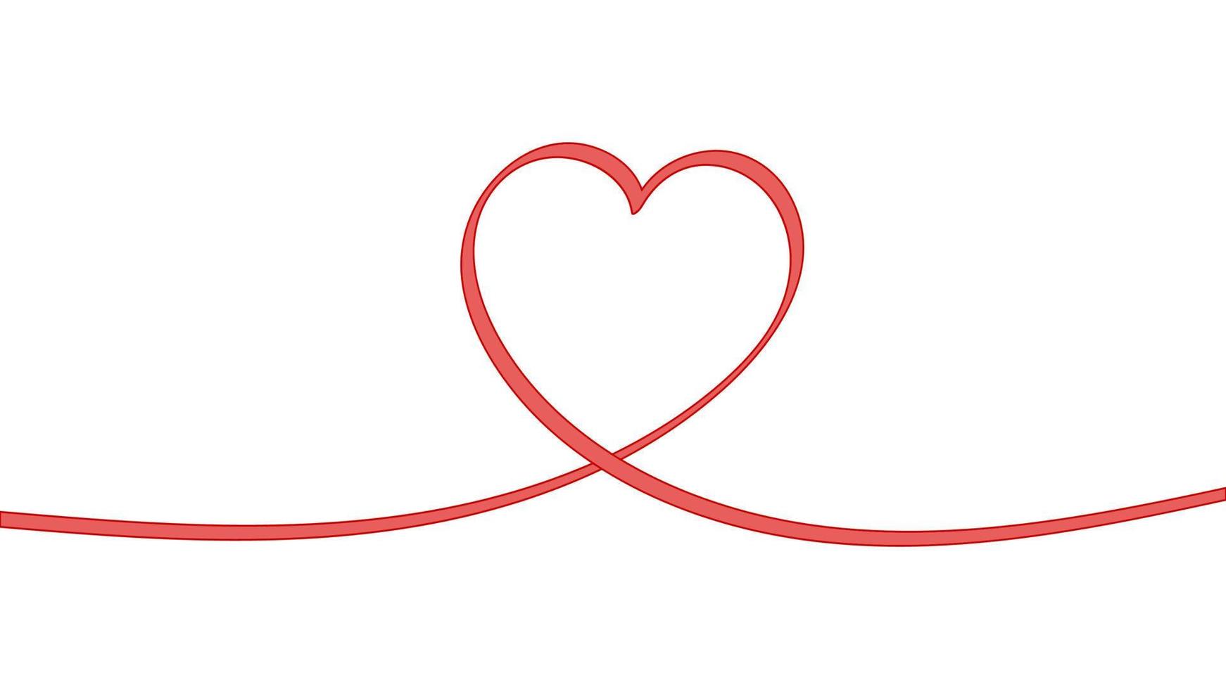 Red heart drawn thin pen, love wedding doodle, sketch valentine vector
