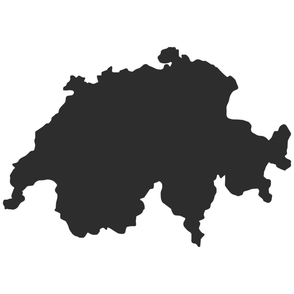 Switzerland country outline dark silhouette map, national borders, country shape vector