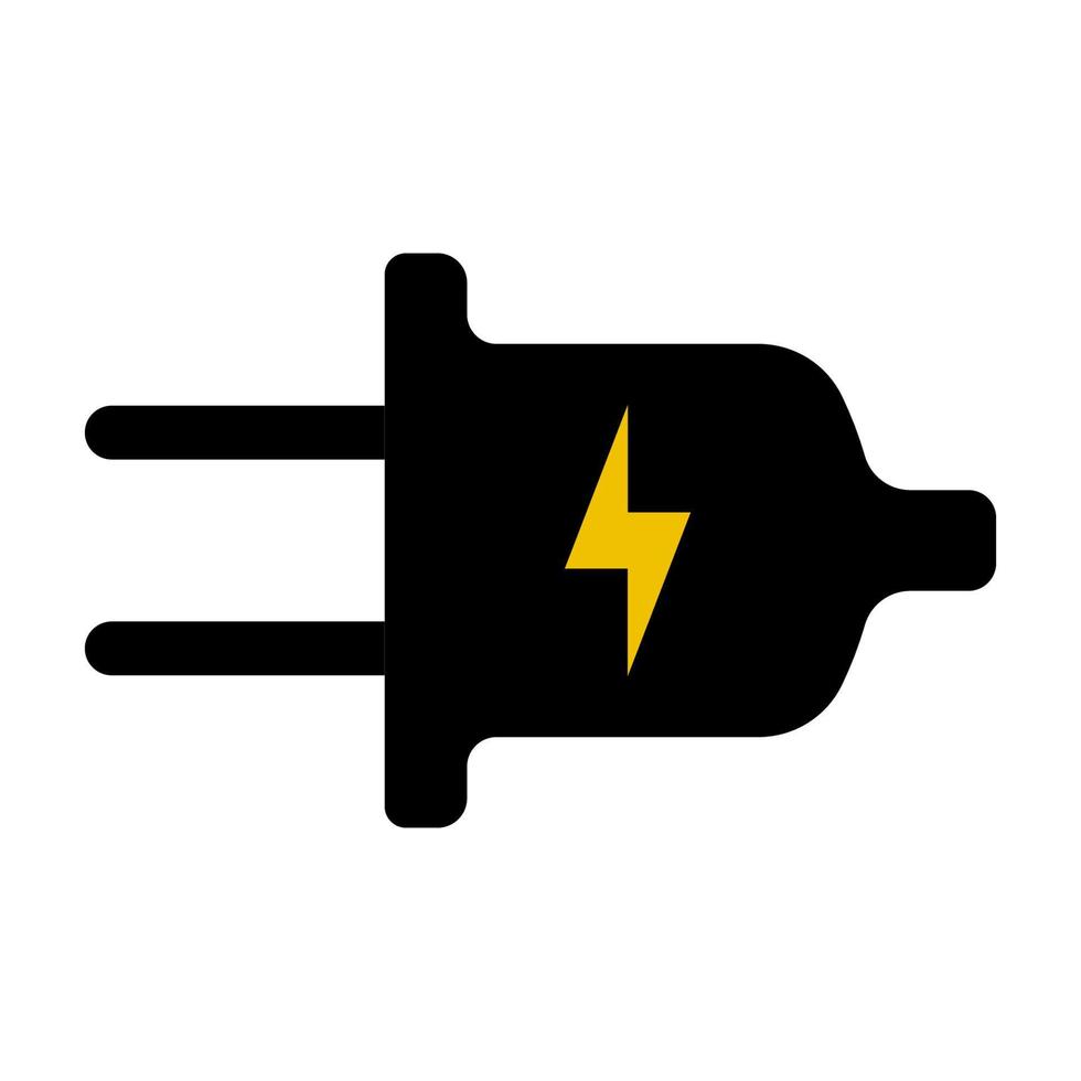 Electricity plug with lightning, electric plug icon stock illustration vector