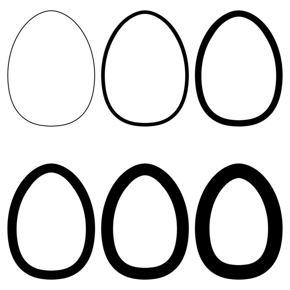 egg set different thickness outline shapes, vector egg shape template for design