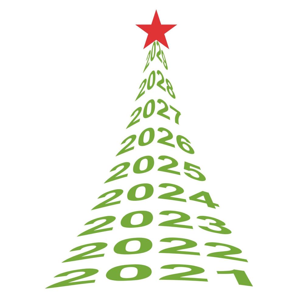 new year tree numbers 2021, vector Christmas tree symbol of new life, well being and a beautiful future