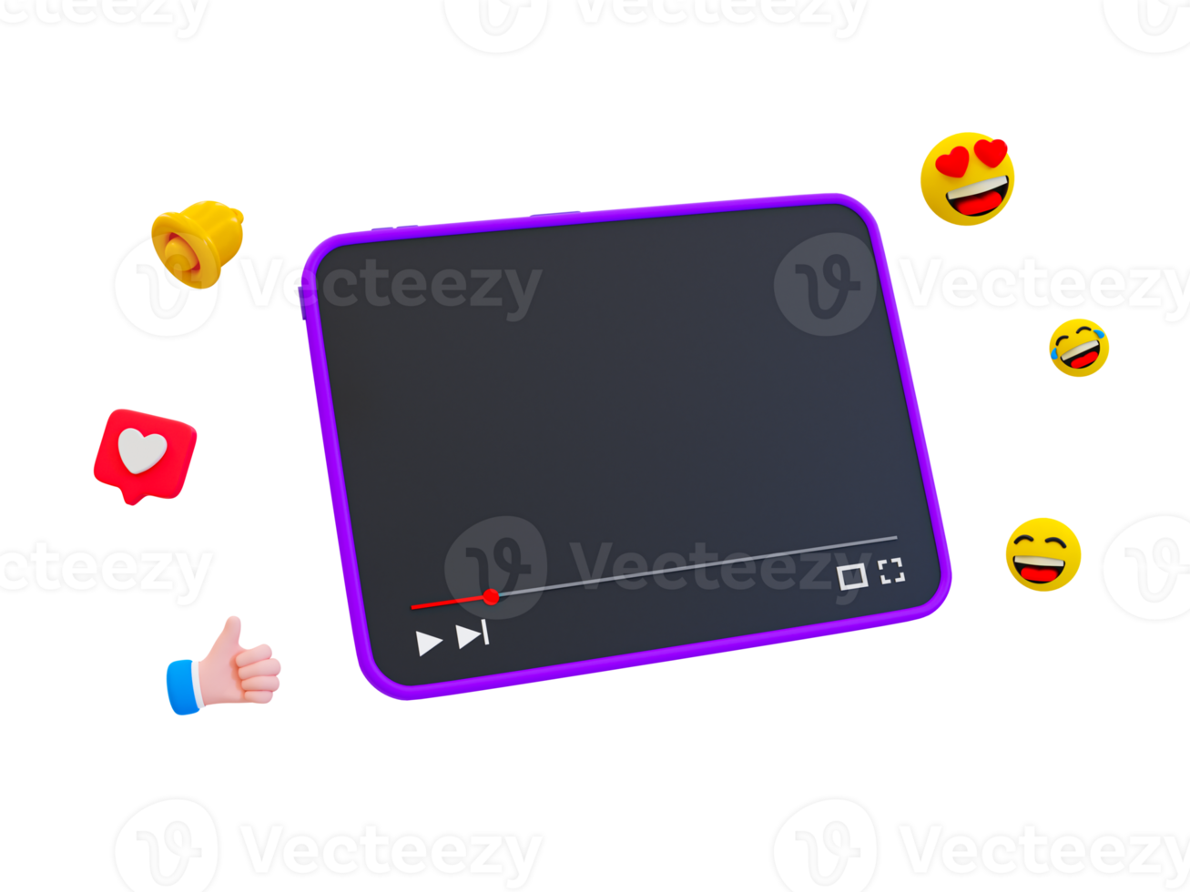 3d minimal viewers attracting strategy concept. Social Media Expression. Attracting customers through social media. tablet on a blank video screen. 3d illustration. png