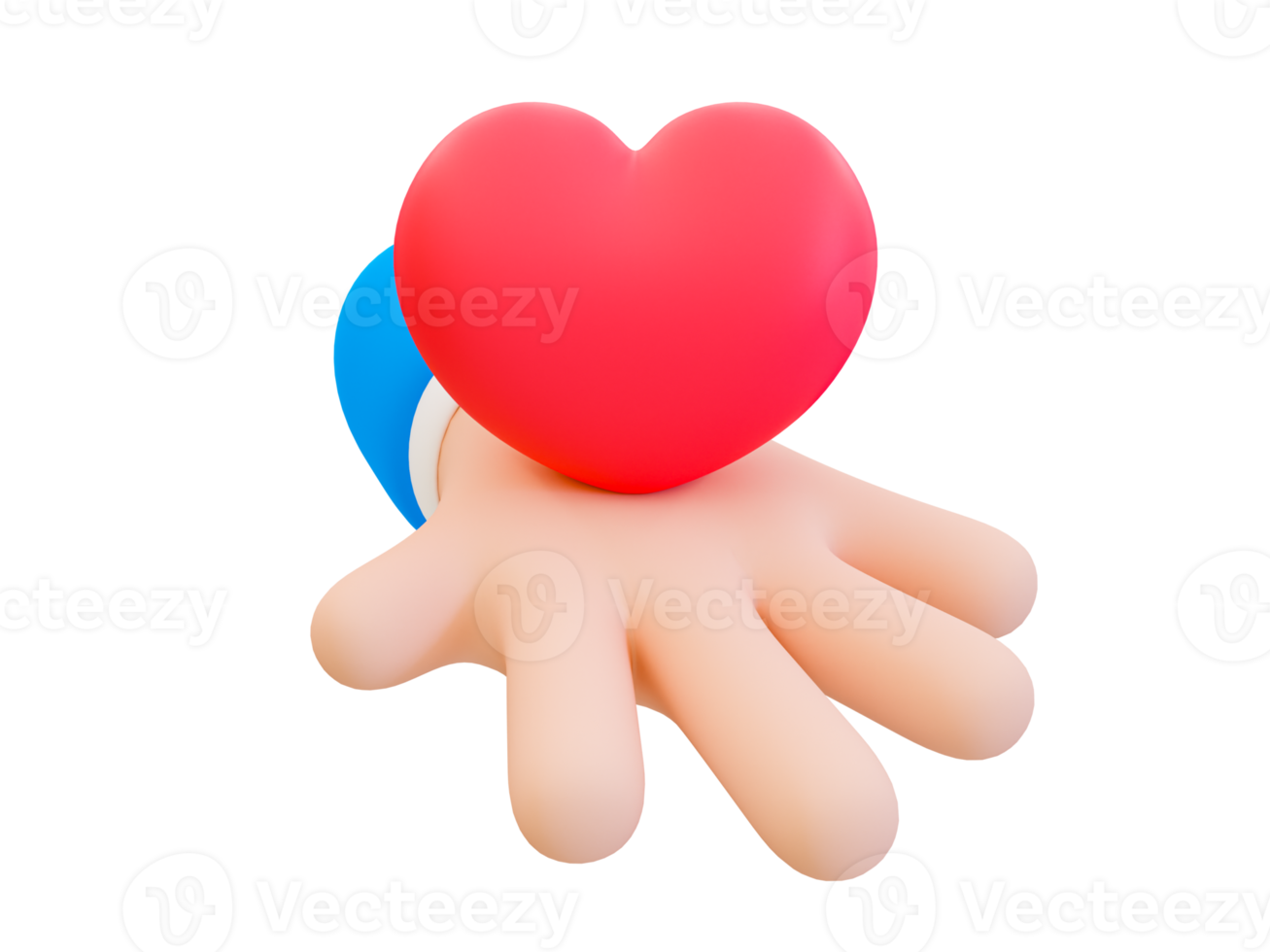 3d minimal heart giving. Friendship concept. cheer each other on. giving support and encouragement. Hand giving a big heart. 3d illustration. png