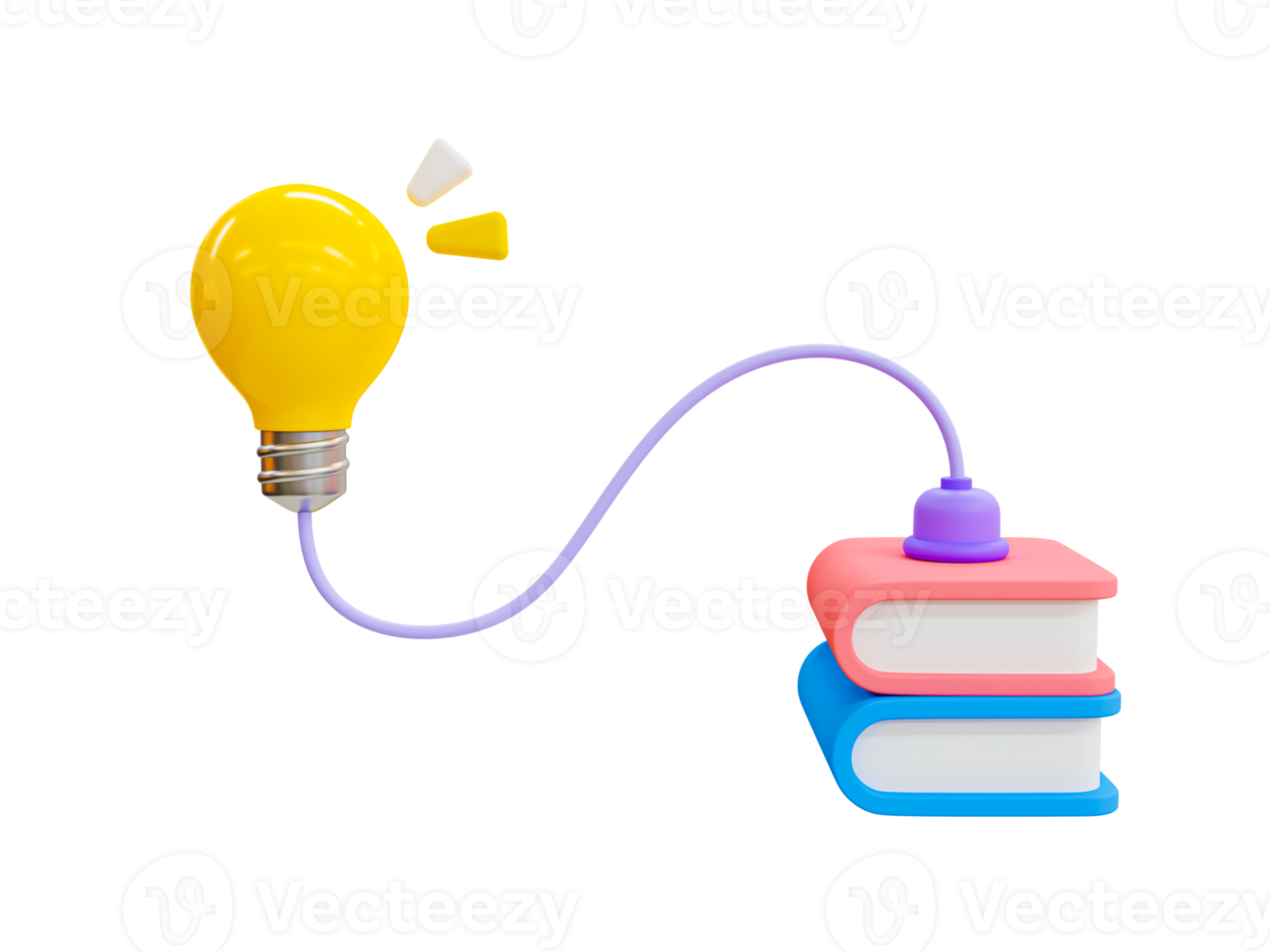 3d mínimo Aprendendo conceito. lendo uma livro para pegue uma Novo idéia conceito. educando para pegue Novo conhecimento. conectados Educação conceito. luz lâmpada conectado para uma livro. 3d ilustração. png