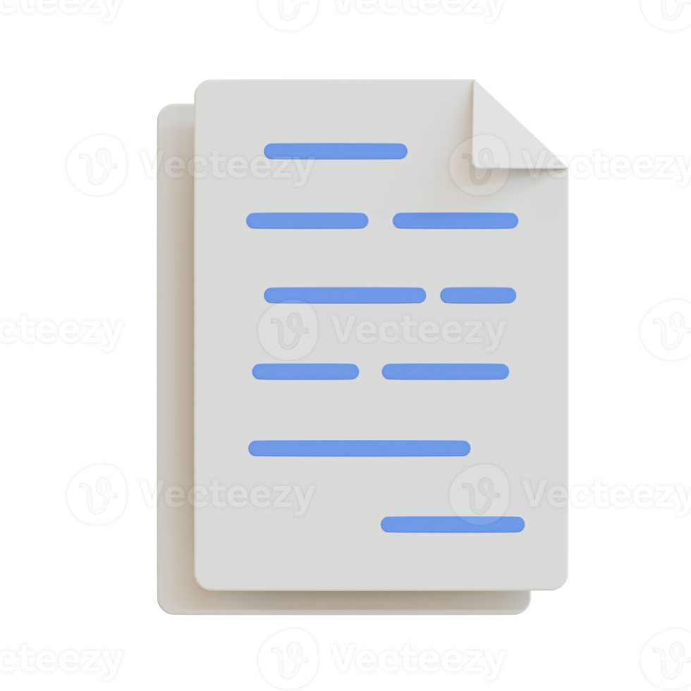 3d paperwork. work file. document files. 3d illustration. png