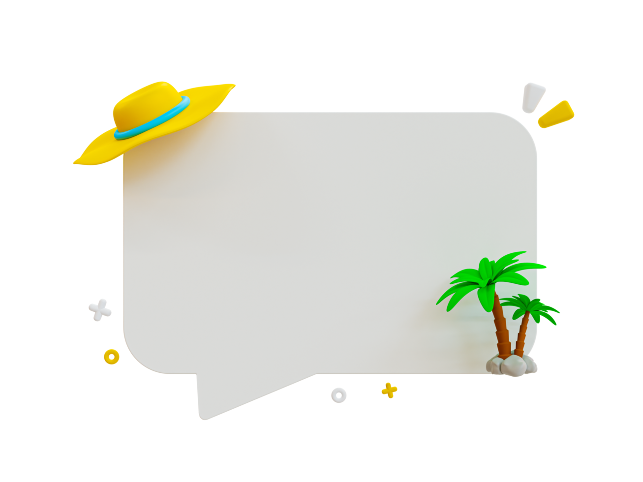 3d minimal beach theme text box. Summer greeting template. Message box. vacation time. letter template with beach compositions. 3d illustration. png